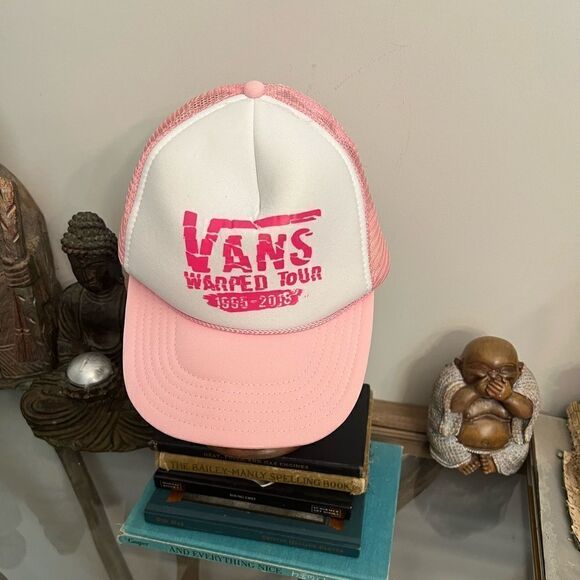 Van’s Warped Tour 1995-2018 pink and white mesh w rope trucker SnapBack. - Picture 1 of 6